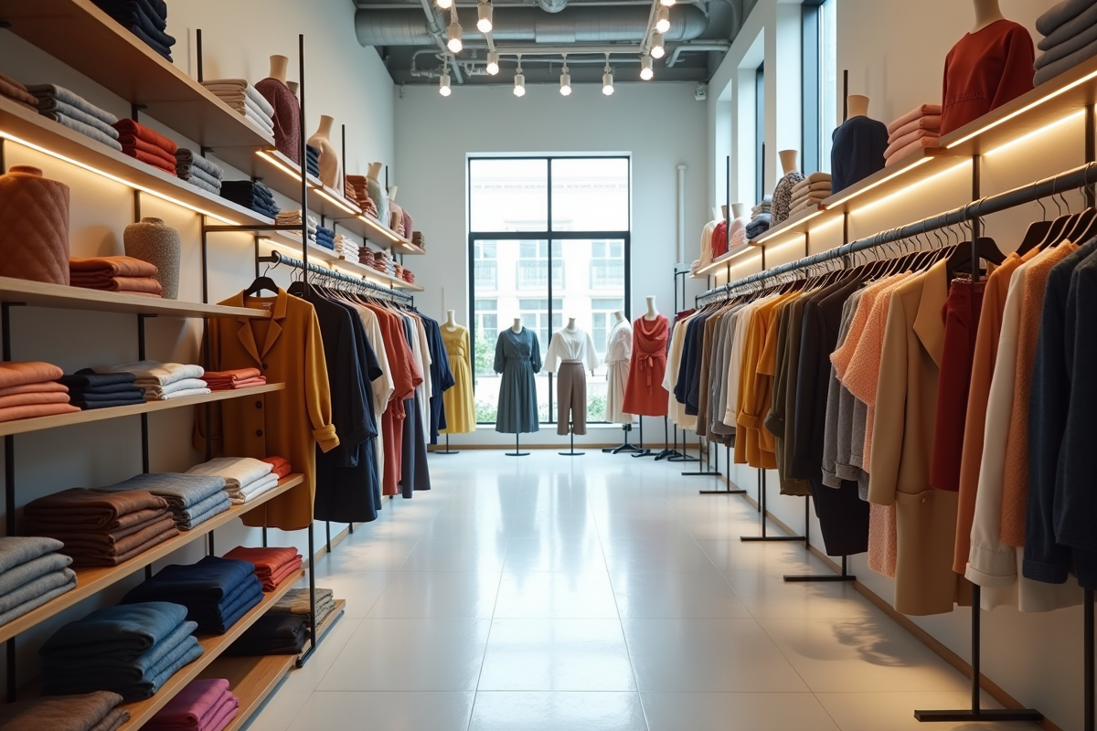 Intérieur d une boutique de vêtements moderne bien éclairée
