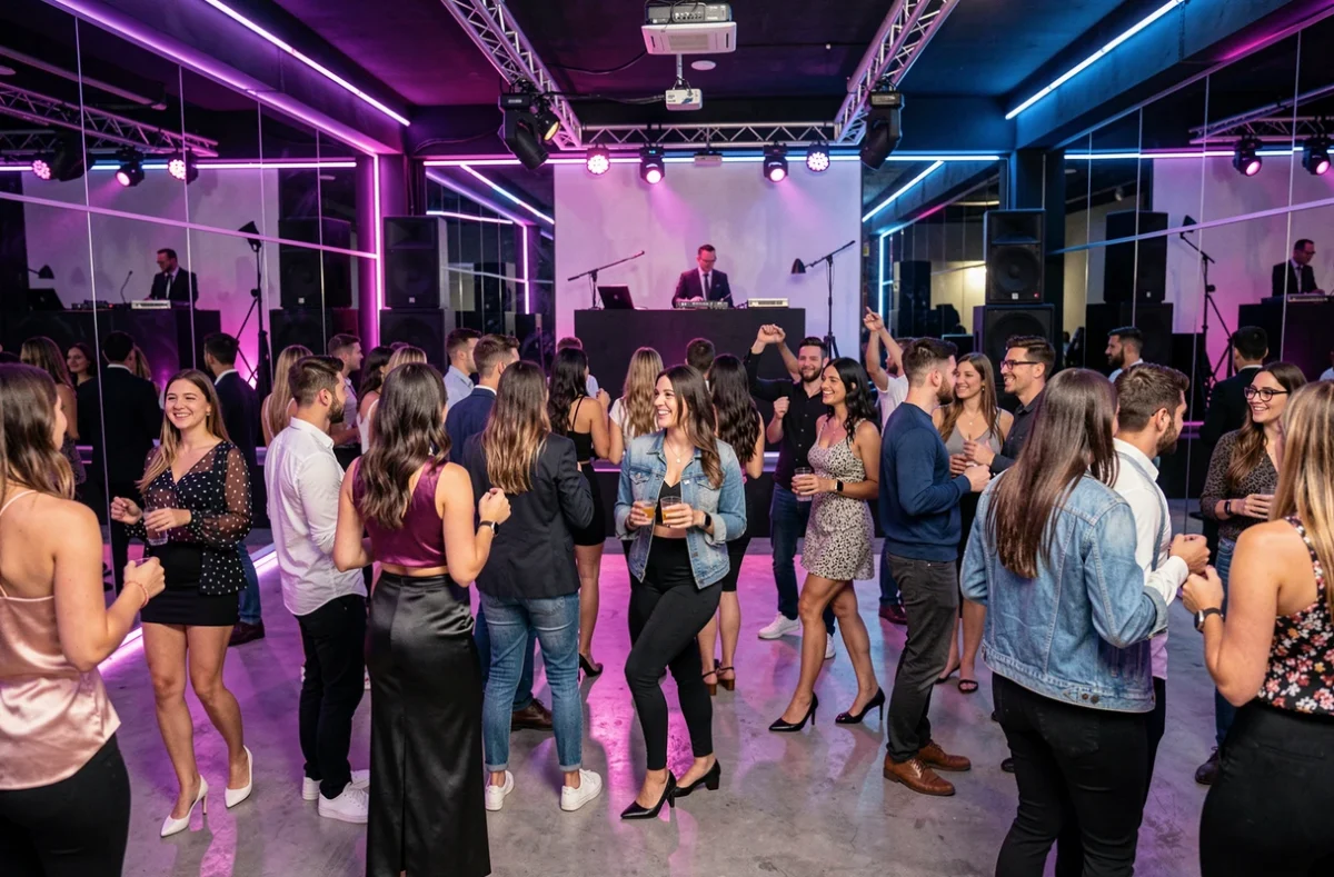 Ambiance festive d'une boîte de nuit en Essonne avec une foule de jeunes adultes sur la piste de danse