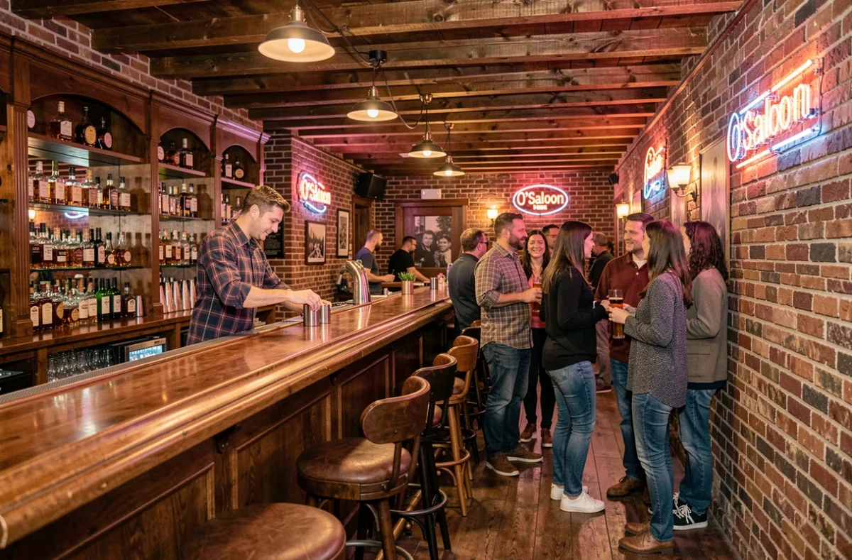 Bar-club O'Saloon à Villabé avec décor western, comptoir en bois et ambiance conviviale