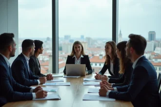 Groupe de professionnels en réunion à Madrid