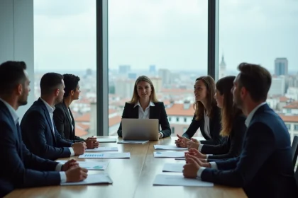 Groupe de professionnels en réunion à Madrid